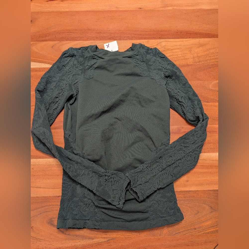Dark Green Lace Long Sleeve Top Intimate By Free People